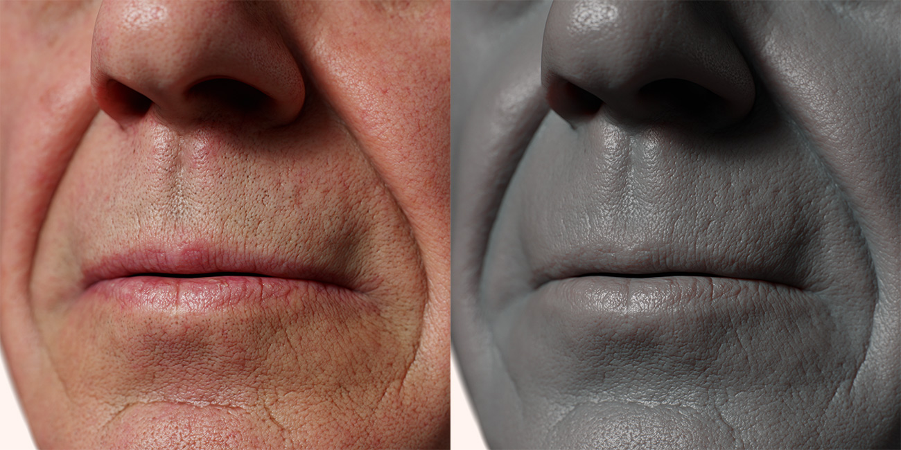 Male head scan skin pore details 